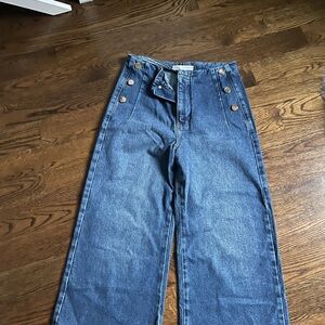 Zara Denim Flare Jeans with Button Detail size 4